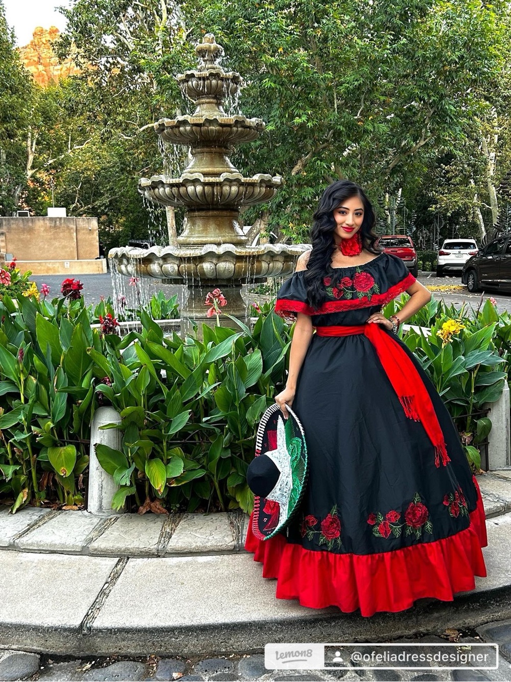 Black & Red Floral Off-Shoulder Maxi Dress